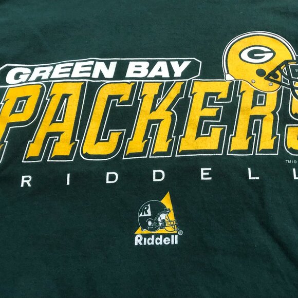 Vtg 90's Riddell Green Bay Packers Mens Medium Tee T Shirt Green - Picture 2 of 10